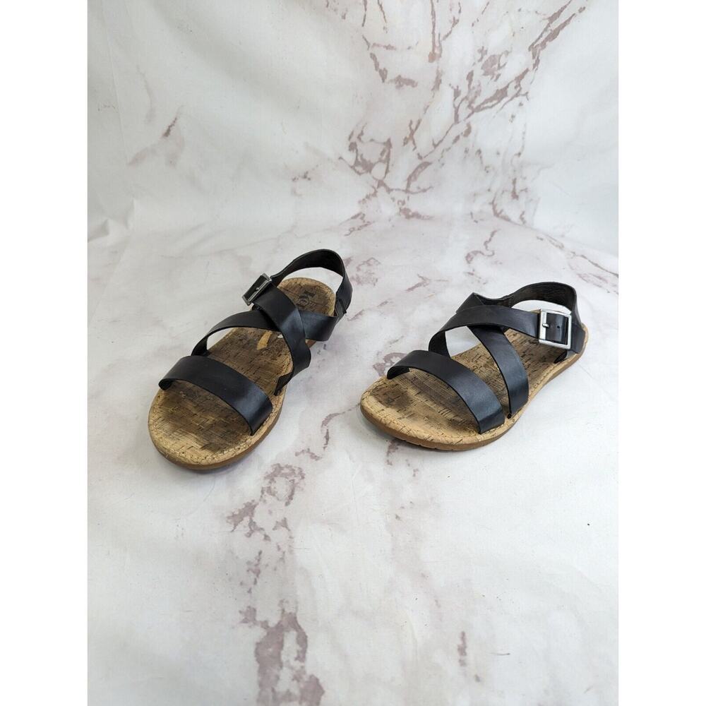 KORKS by Kork Ease Sandals Size 9.5 M Black Sabrina Strappy Flat Vegan Leather